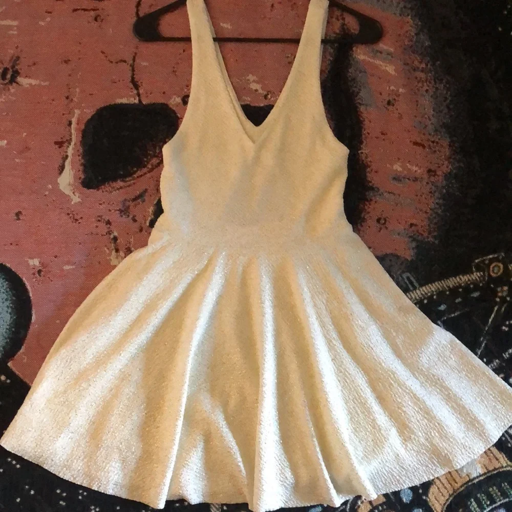 UO Silence + Noise Sinderella Ivory Sparkle Mini Dress - Picture 4 of 10